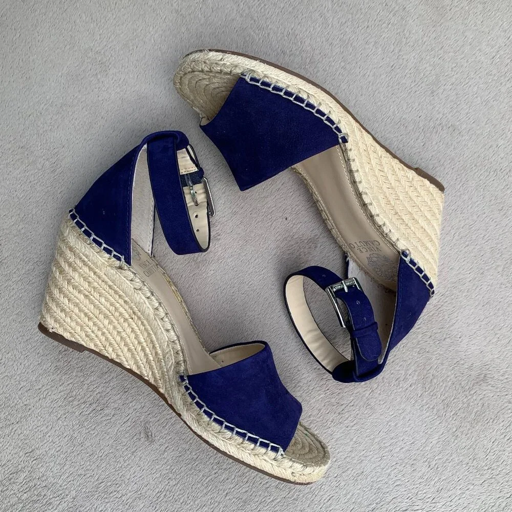 Vince Camuto Leera Genuine Leather Espadrille Platform Wedge Sandals Sz8